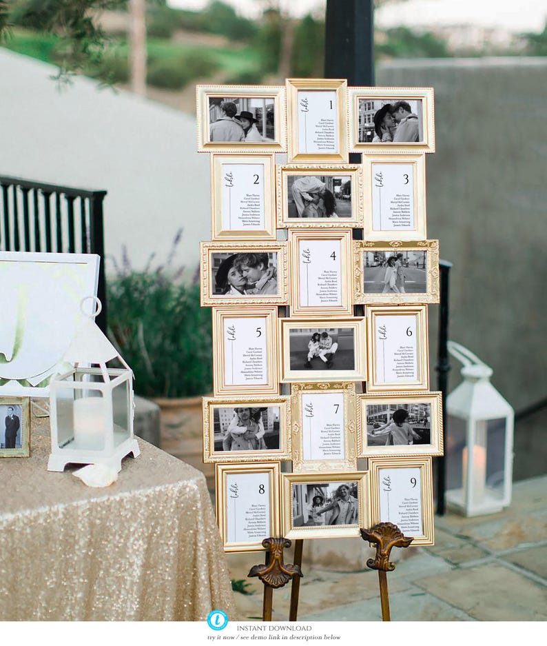 4x6 Photo Seating Chart Template Calligraphy, Table Seating Chart ...