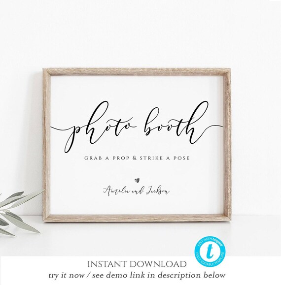 Photo Booth Sign Printable Wedding Photo Booth Props | Etsy
