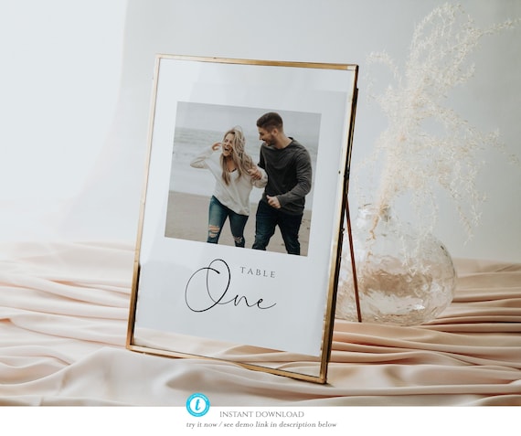 Photo Table Numbers Template, Wedding Photo Table Numbers, Modern Minimalist Table Numbers Printable, Picture Table Numbers 5x7, 4x6, Nancy
