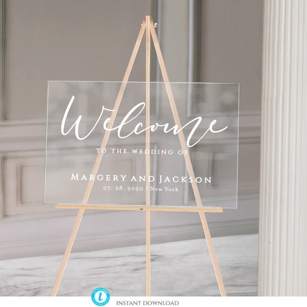 Printable Acrylic Welcome Sign, Cricut Wedding Signs, Modern Wedding Sign, Welcome To The Wedding PNG, Landscape Welcome Sign