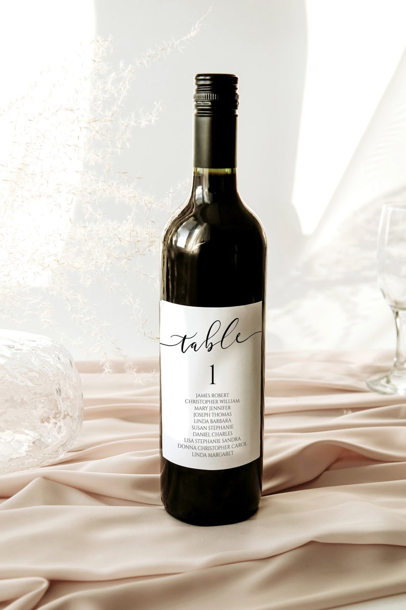 Seating Chart Wine Bottle Labels Wedding Table Chart Etsy