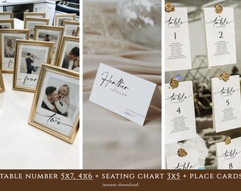 3x5 Seating Chart Template, Photo Table Number, Place Card Template, Seating Chart Printable, Bundle Seating Chart Table Number, Heather