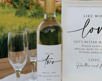 Wedding Anniversary Wine Label Template: Editable Wine Sign (Digital Download)