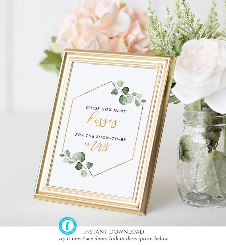 How Many Kisses Bridal Shower Game Hershey Kisses Game Etsy Canada