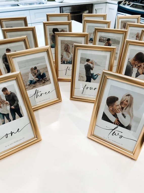 Wedding Table Numbers, Table Numbers, Photo Gold Table Numbers, Modern Table Numbers, Table Number Signs, Photo Table Number, Heather