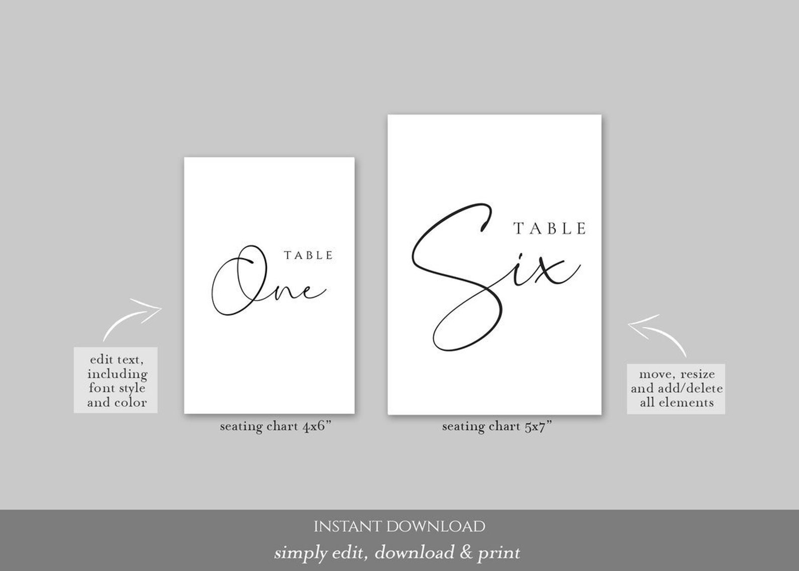 Elegant Wedding Table Number Template With Calligraphy For Etsy