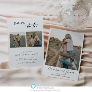 Photo Save the Date Template, Minimalist Save the Date, Boho Save the Date, Double-Sided Save the Date, Printable Save the Date, Heather
