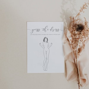 Guess the Dress Printable, Bridal Shower Game Guess The Dress Instant Download Template, Modern Minimalist Bridal Shower Games DIY