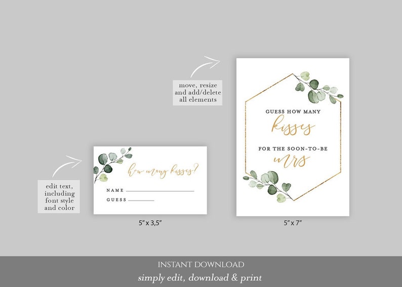 How Many Kisses Bridal Shower Game Hershey Kisses Game Etsy Canada