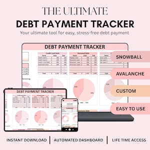 Debt Payment Tracker for Excel & Google Sheets | Snowball and Avalanche Calculator | Debt Free Planner | Loan Tracker | Credit Card Payoff