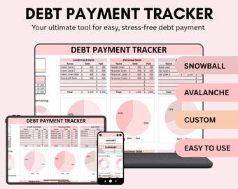 Debt Payment Tracker: Excel & Google Sheets, Snowball Avalanche Calculator (Digital Download)