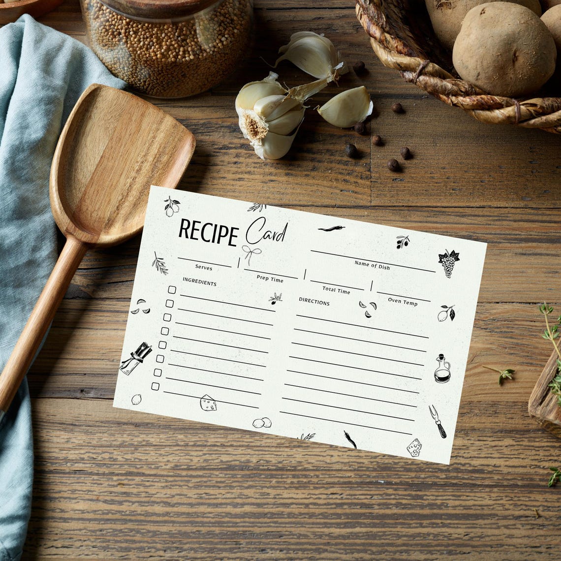 Editable Recipe Card Template: Printable 6x4 & 7x5 Canva Design ...
