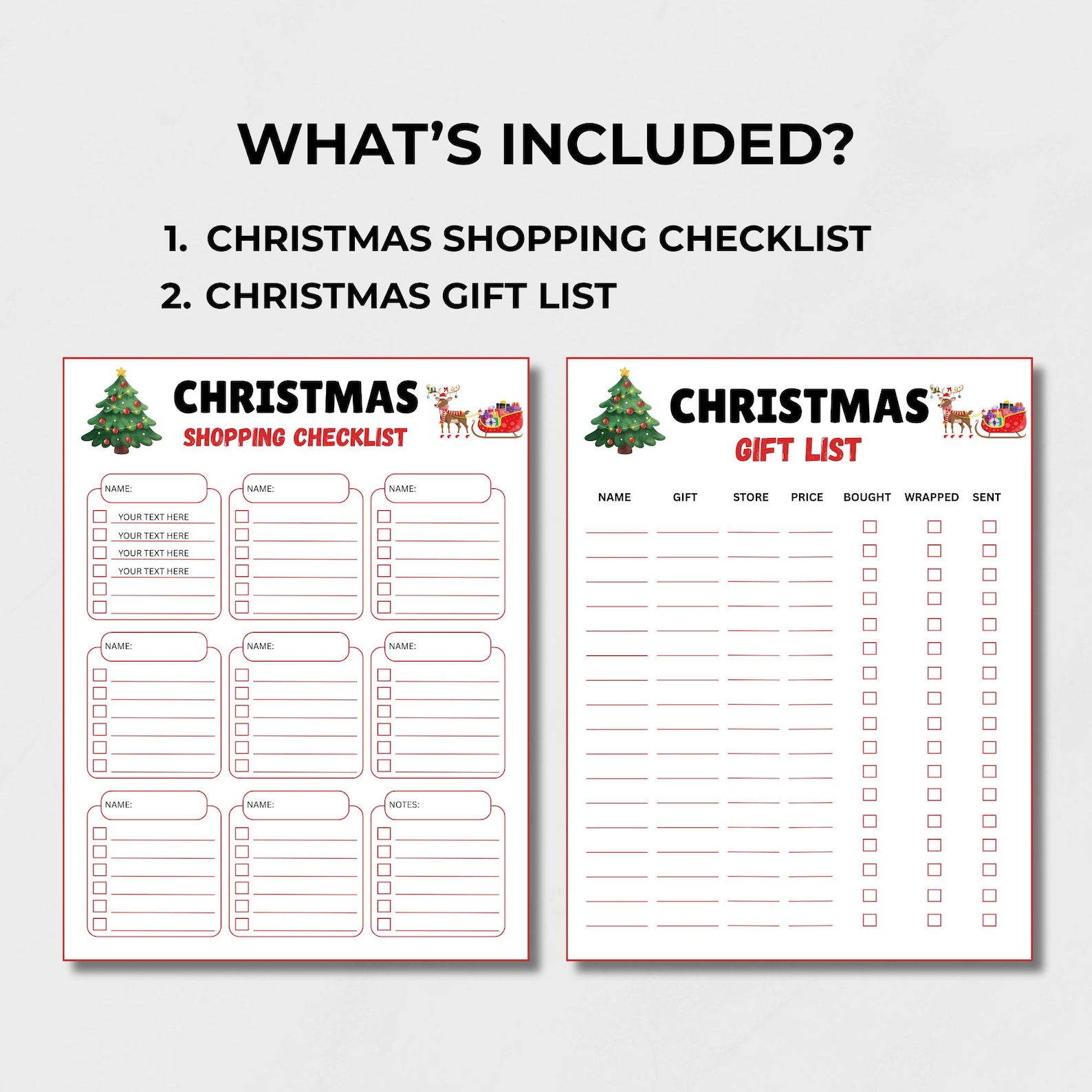 Christmas Shopping List Printable | Christmas List for Holiday Shopping ...