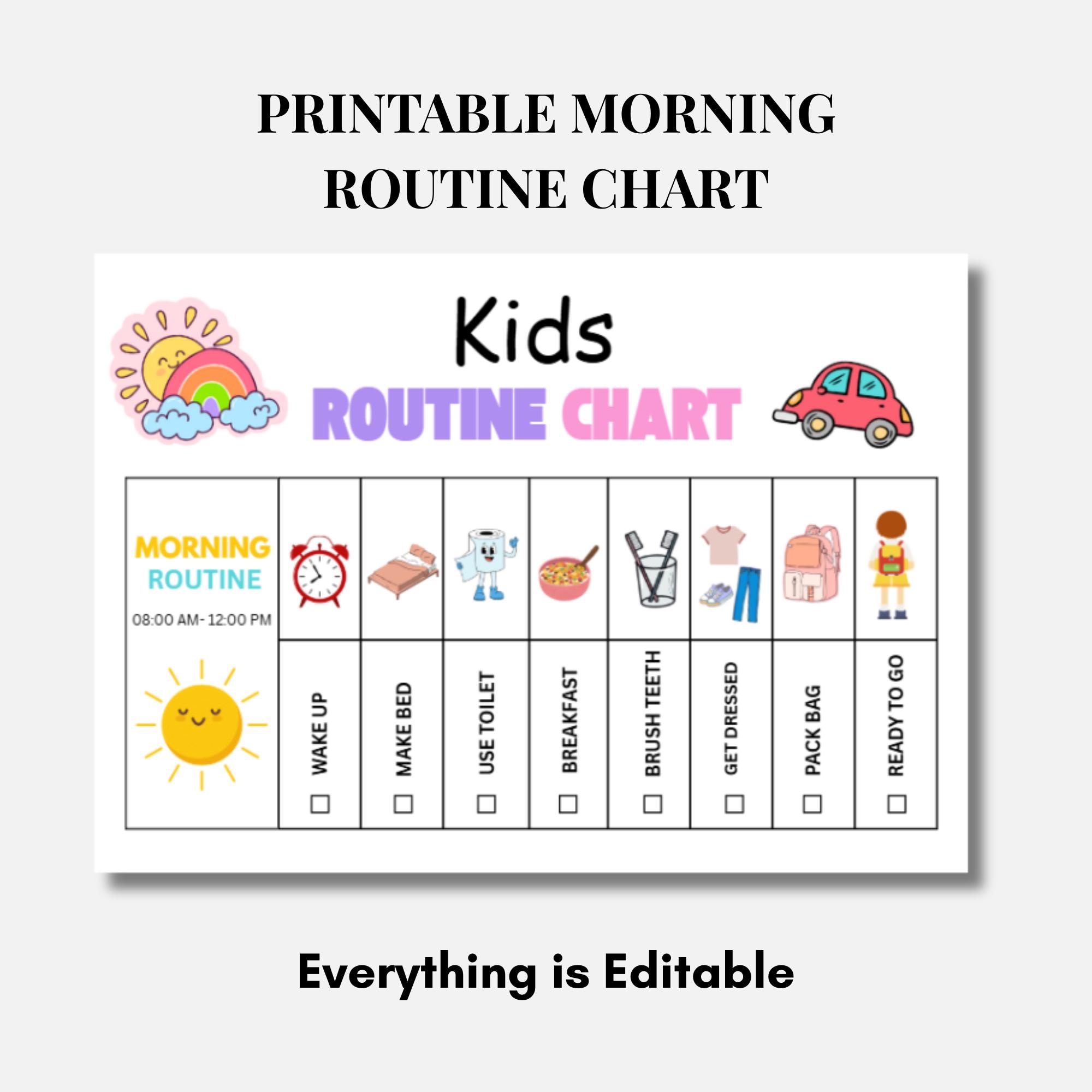 Kids Routine Chart Printable: Visual Schedule, Chore Chart Canva PDF - Etsy