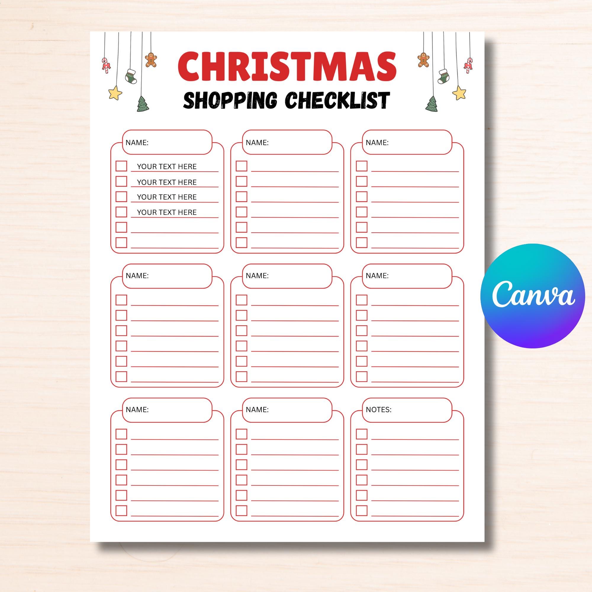 Editable Christmas Shopping List | Printable Christmas Gift Tracker for ...