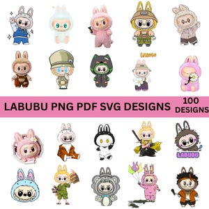Pakiet 100 projektów Labubu PNG Mega, Clipart Labubu, Labubu PNG, Uroczy wektor Labubu, Postać z kreskówki SVG, Pliki Cricut Cut, Pobieranie cyfrowe