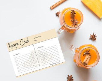 Customizable Recipe Card Template: Farmhouse Style (PDF Download, 6x4 & 7x5 in