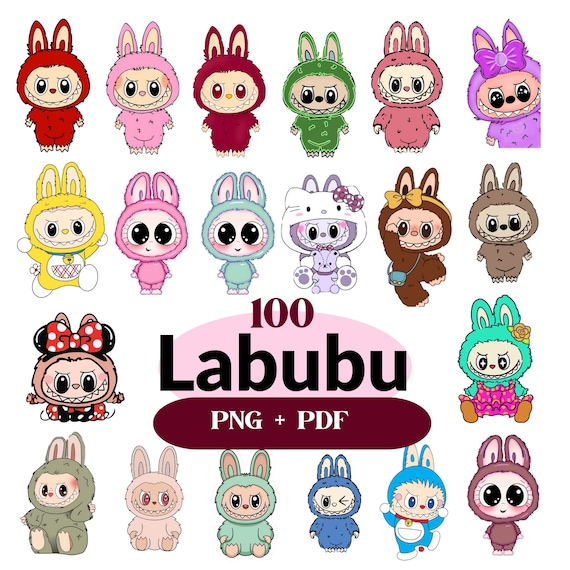Labubu PNG Bundle: 100 Kawaii Stickers, Clipart & Digital Art