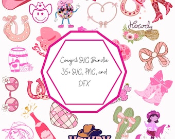 Cowgirl SVG Bundle: Boots, Hat, Skull & Horseshoe Vector Icons (Digital Download