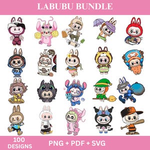 Labubu Sublimation PNG Bundle – 100 Cute Labubu PNG Designs for T-Shirts, Mugs & Crafts – Kawaii Clipart for Sublimation and Printing