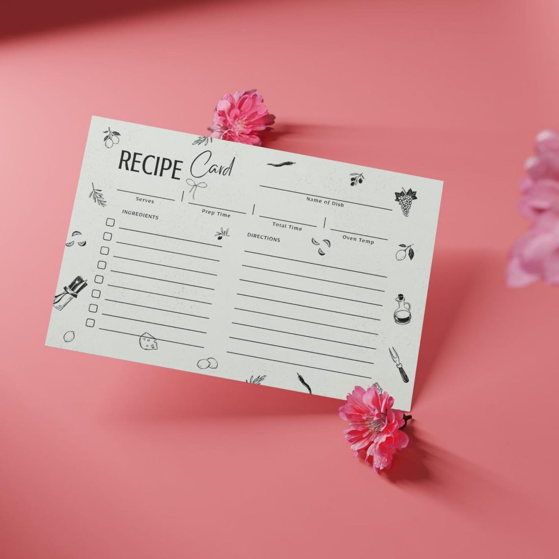 Editable Recipe Card Template: Printable 6x4 & 7x5 Canva Design ...