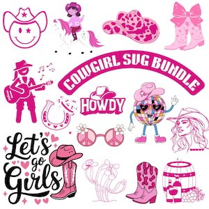 Cowgirl SVG Bundle | Western Svg for Cricut, Country Girl Quotes, Rodeo Clipart, Farm Life PNG, Cowgirl Hat Boots SVG Cut Files