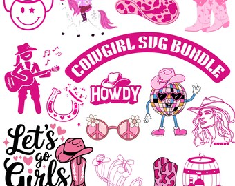 Cowgirl SVG Bundle | Western Svg for Cricut, Country Girl Quotes, Rodeo Clipart, Farm Life PNG, Cowgirl Hat Boots SVG Cut Files