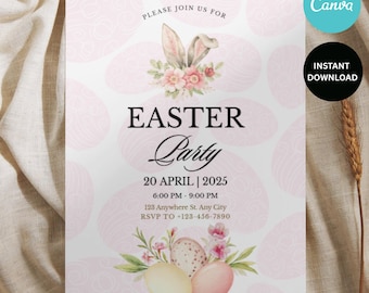 Invitación editable para fiesta de Pascua / Plantilla de tarjeta de invitación para búsqueda de huevos de Pascua / Descarga digital instantánea