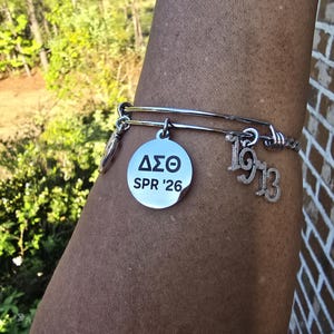 Delta Sigma Theta SPR 26 adjustable cuff Bracelet - HBCU Sorority Bracelet - African American Sorority - Sorority Birthday Gifts 1913 Charm Bracelet