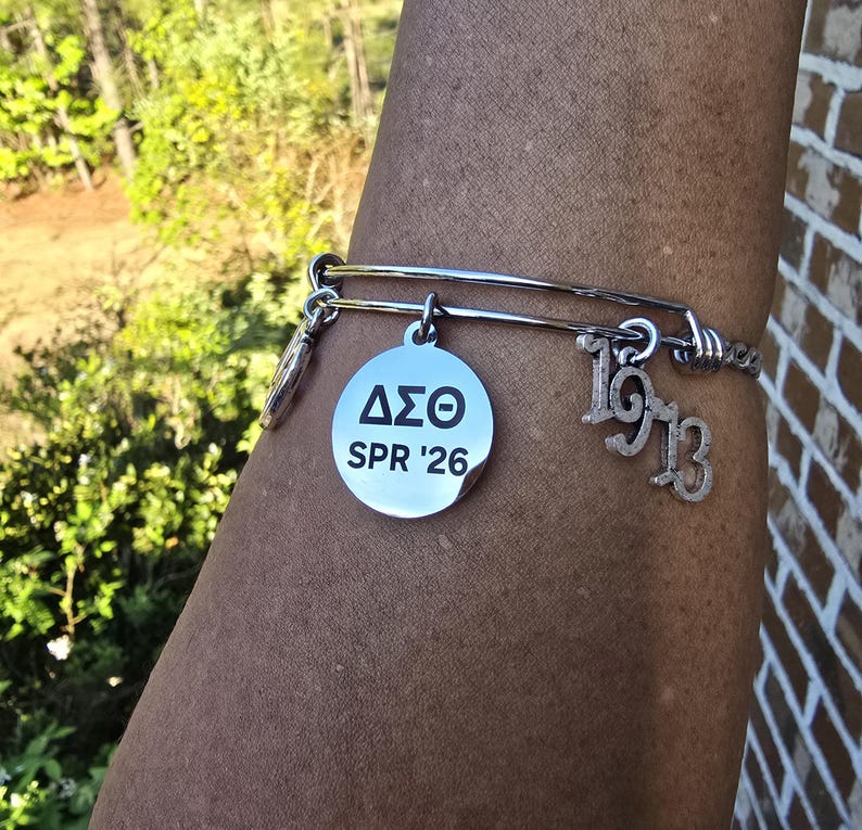 Delta Sigma Theta SPR 26 adjustable cuff Bracelet - HBCU Sorority Bracelet - African American Sorority - Sorority Birthday Gifts 1913 Charm Bracelet