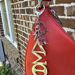 Divine Nine Large Handbag Charm/Key Ring - Divine Nine Purse Charm - Sorority Charm/Key Ring - D9 Purse Charm Delta Greek Ltr Slvr