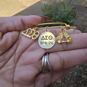 Delta Sigma Theta SPR 26 adjustable cuff Bracelet - HBCU Sorority Bracelet - African American Sorority - Sorority Birthday Gifts Gold Charm Bracelet