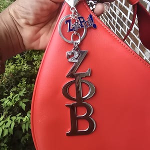 Divine Nine Large Handbag Charm/Key Ring - Divine Nine Purse Charm - Sorority Charm/Key Ring - D9 Purse Charm Z Phi B