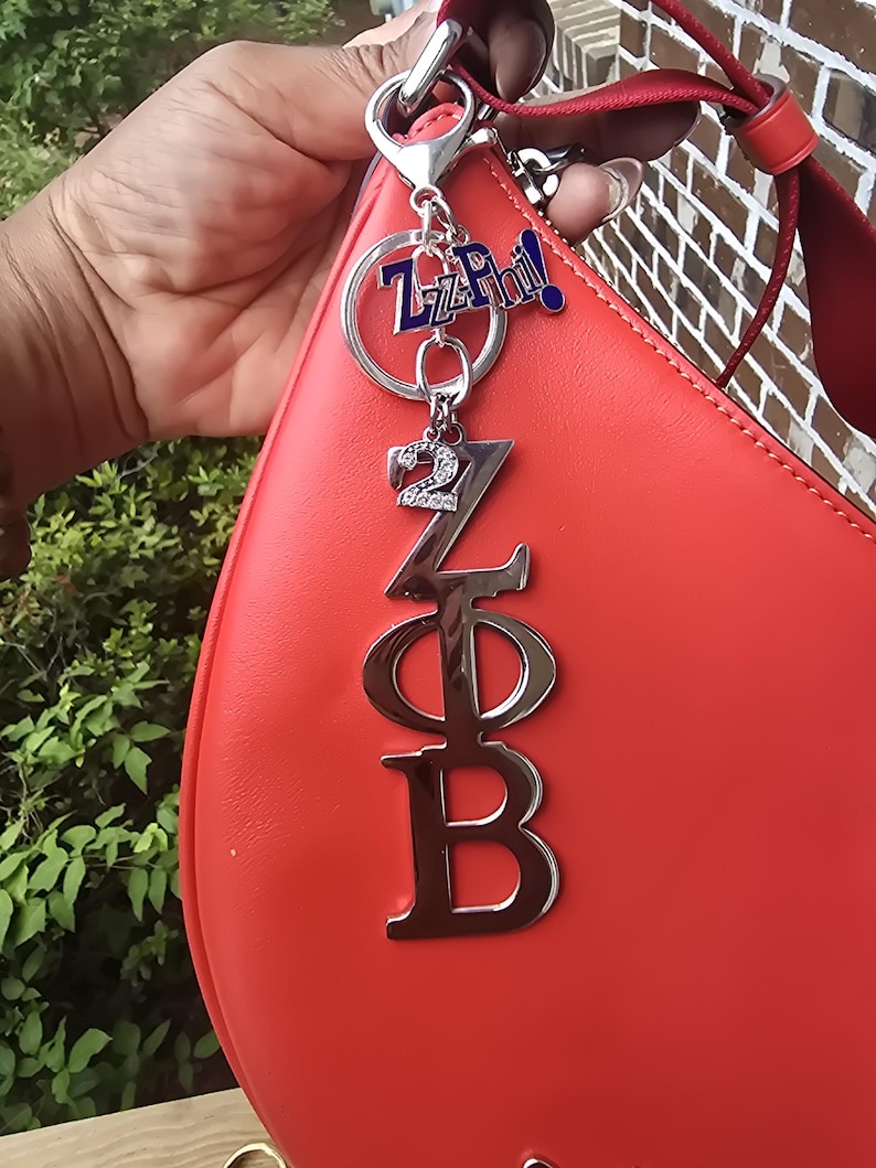 Divine Nine Large Handbag Charm/Key Ring - Divine Nine Purse Charm - Sorority Charm/Key Ring - D9 Purse Charm Z Phi B