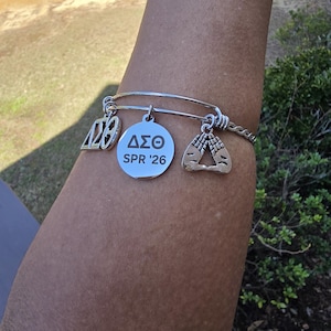 Delta Sigma Theta SPR 26 adjustable cuff Bracelet - HBCU Sorority Bracelet - African American Sorority - Sorority Birthday Gifts Slver Charm Bracelet