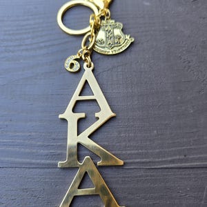 Divine Nine Large Handbag Charm/Key Ring - Divine Nine Purse Charm - Sorority Charm/Key Ring - D9 Purse Charm AKA Gold