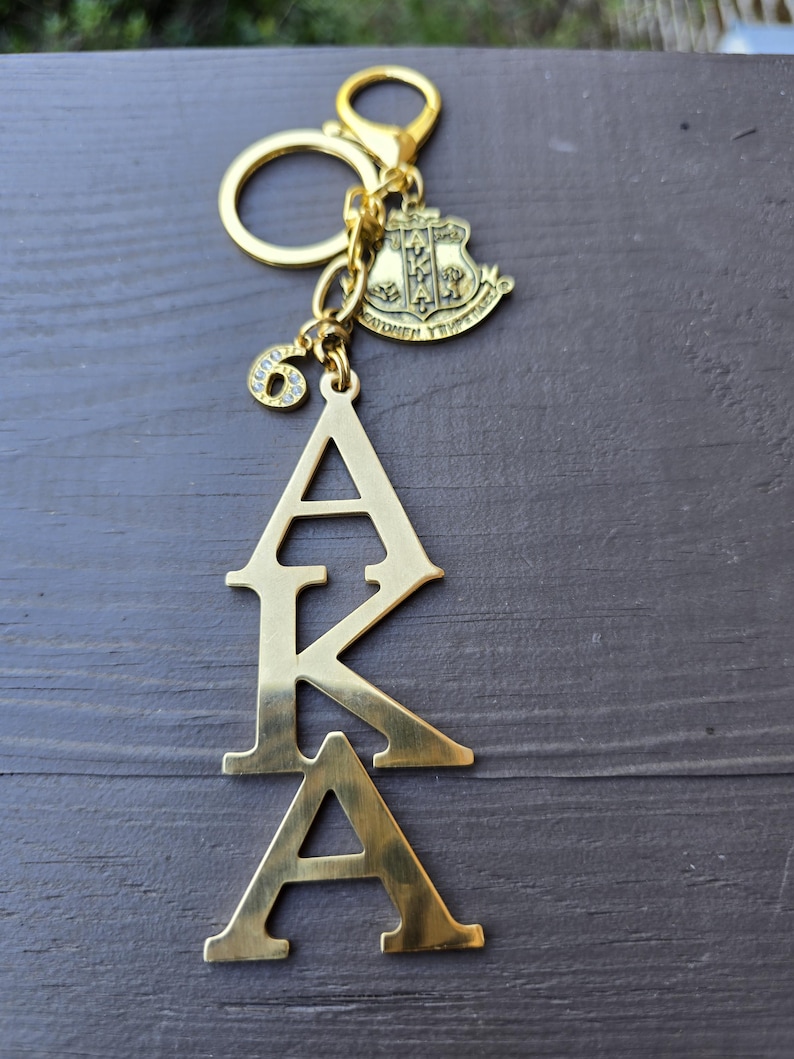 Divine Nine Large Handbag Charm/Key Ring - Divine Nine Purse Charm - Sorority Charm/Key Ring - D9 Purse Charm AKA Gold