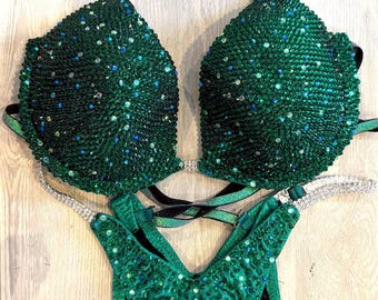Emerald Green Gem Bikini – Figure Competition Suit, Medium