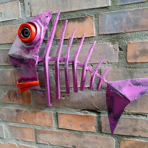 Artwork sculpture poisson « VIOLINA » par F-Lor da Fer - Loris Farolfi - poisson en fer recyclé mobilier design ferraille art Décoration Maison