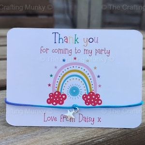 Personalised Birthday Party Favours, Party Bag Fillers, Friendship Bracelet, Thank you for coming to my party, Rainbow bracelet favours