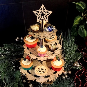 Christmas Tree Cup Cake Stand Laser Cut File SVG, Glowforge, Christmas Tree, Christmas Ornament, 2.75mm, 3mm, 1/8 inch, 4mm, pdf, ai