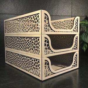 Stackable A4 Desk Organiser Laser Cut Files SVG, Glowforge Ready, 2.75mm, 3mm,  1/8 inch, 4mm, 4.5mm, 5mm, ai, pdf