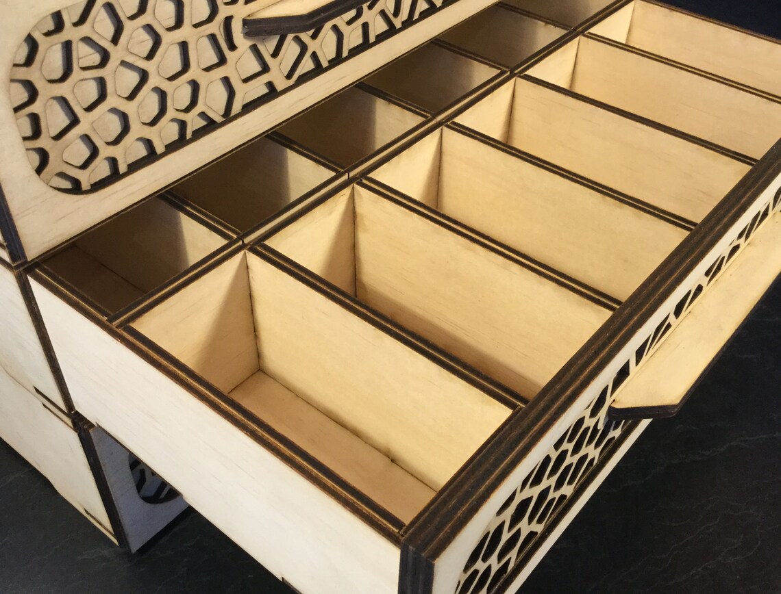 Organiser With Stacking Drawers With Insert Compartments Laser - Etsy