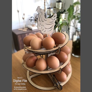 Dispensador de huevos Rack Archivos cortados con láser, Bandeja de huevos en espiral, Soporte de huevos en espiral Láser SVG, PDF, Ai, 3 mm, 1/8 de pulgada, 2,75 mm