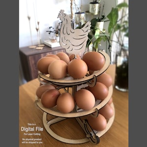 Metal Egg Skelter with Storage Basket, Kitchen Spiral Egg Holder Dispenser  Rack