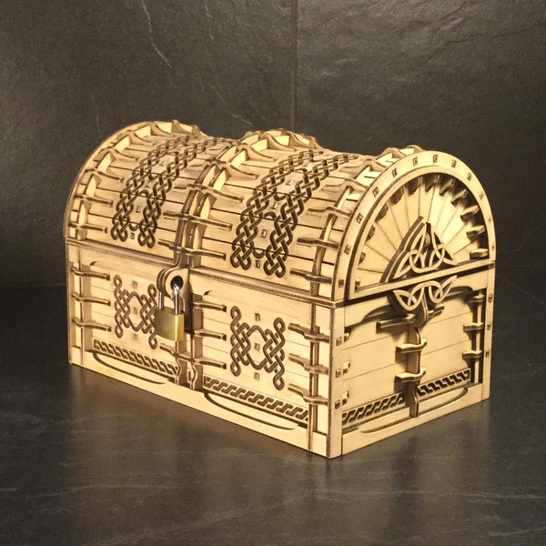 Treasure Chest Jewelry Box with Secret Drawer Laser Cut Files, SVG, Glowforge Ready, Jewelry Box, 3mm, 1/8inch, pdf, ai