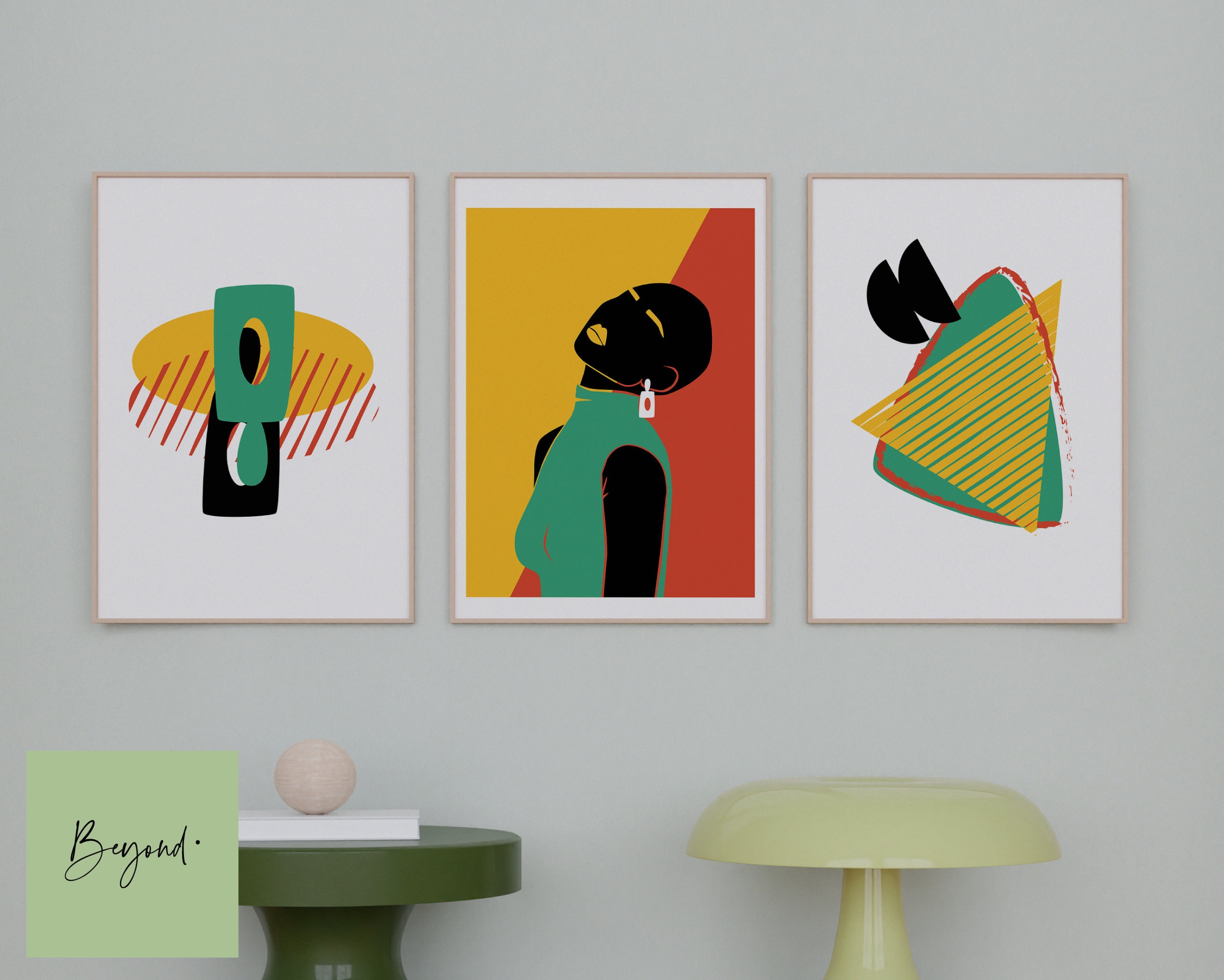 Black Art, Set of 3 Prints, Wall Art, Black Woman Art, Black Owned Art, Home Decor, Tryptic Wall