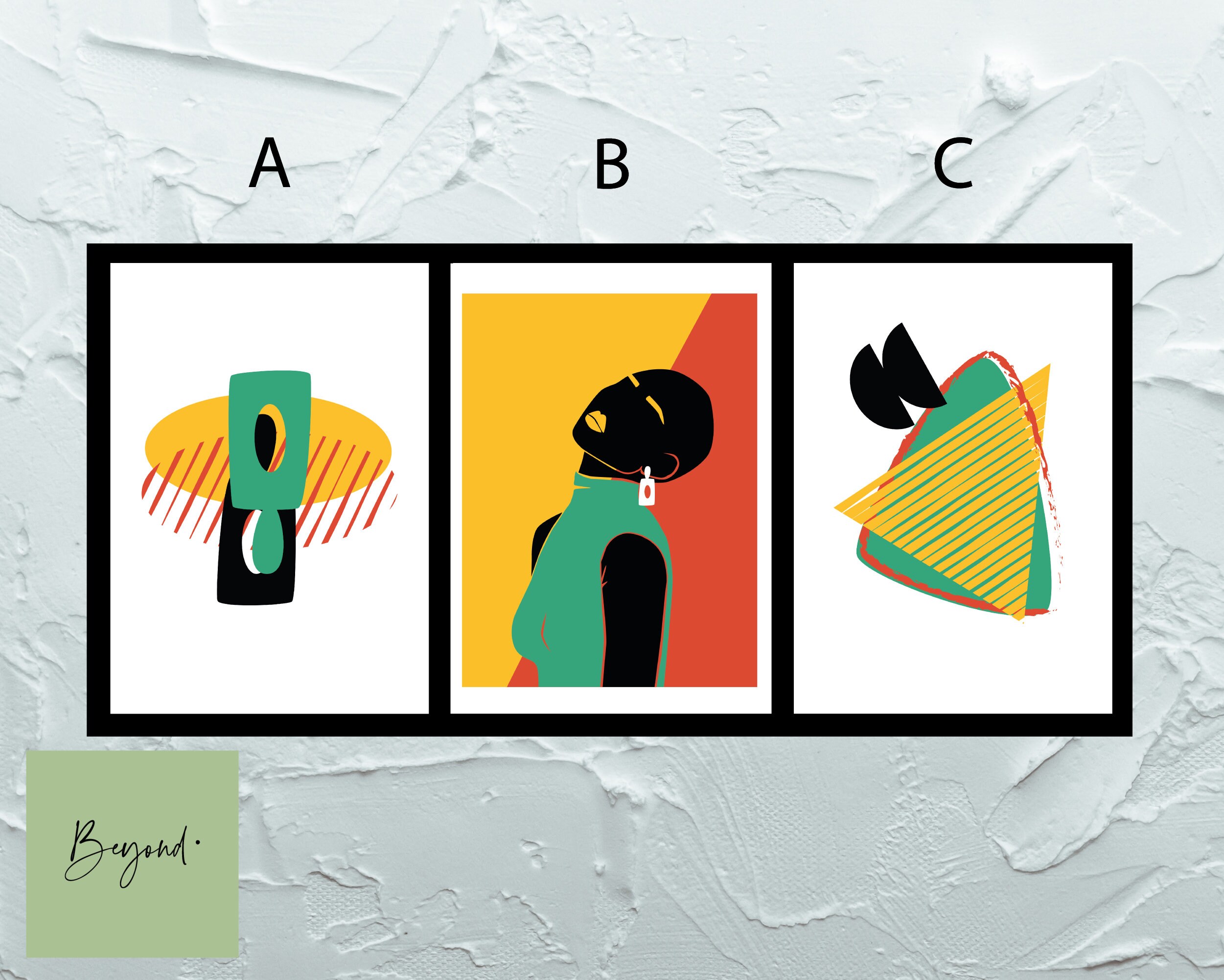 Black Art, Set of 3 Prints, Wall Art, Black Woman Art, Black Owned Art, Home Decor, Tryptic Wall