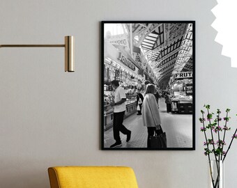 Valencia Market Black & White Photography Print (Digital Download)