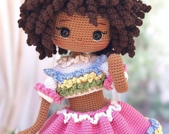 Amigurumi Dark Skin Doll, Crochet Black Doll, Amigurumi Doll for Sale, African & American Doll, A special gift for her